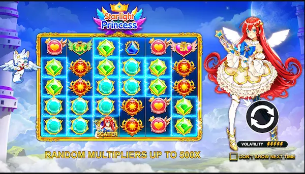 Starlight Princess slot: 7x7 tumbling grid overview